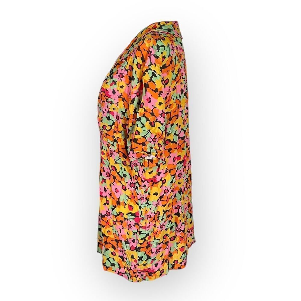 Charlie Holiday Indie Shirt Women's 6 Multicolor Abstract Floral Short Sleeve - Picture 2 of 7